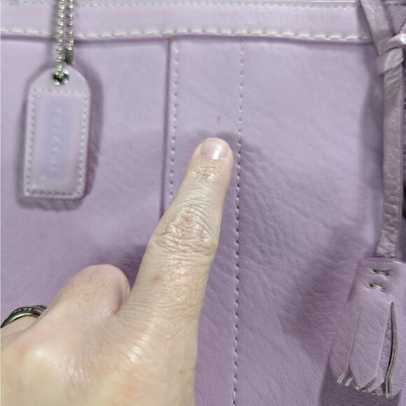 Coach Hampton lilac pebble leather hand bag Purse Satchel Light Purple Y2K - Picture 8 of 15
